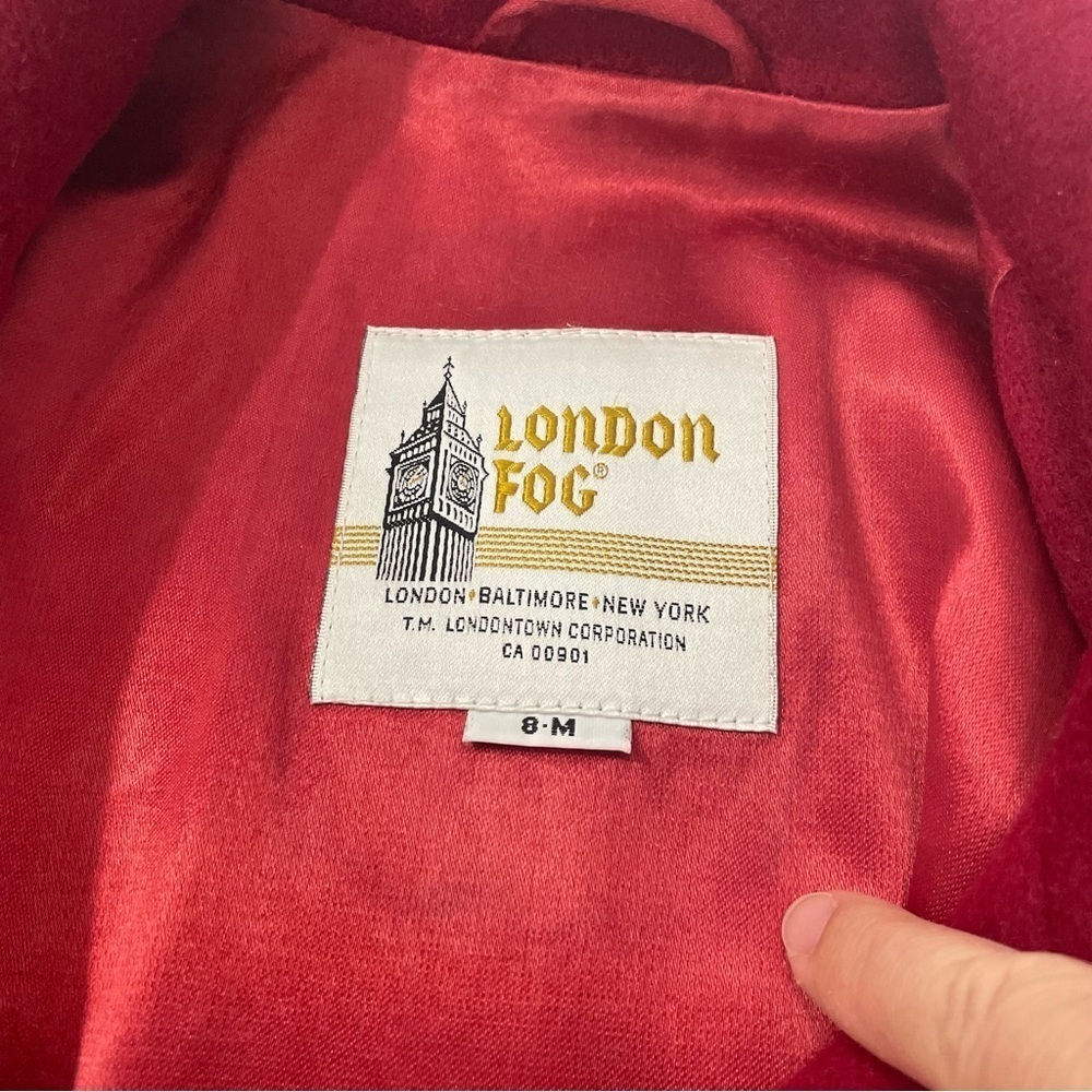 Vintage Chic London Fog Size 8-M Red 100% Wool Coat Classic Retro Glam Elegant - Picture 11 of 16